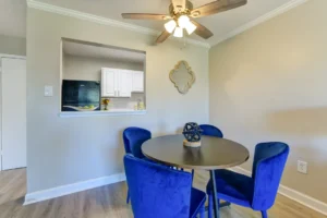 Palm Isle Apartment Homes Interior Kitchen and Living Room with Ceiling Fan Light View in Biloxi, MS Photo